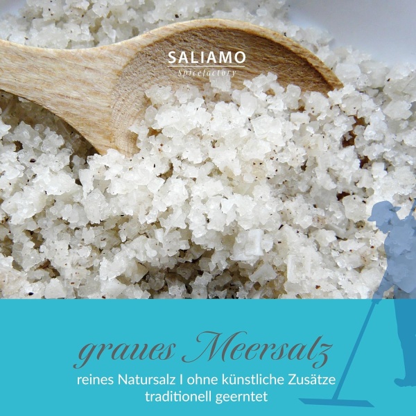 Saliamo | Graues Keltisches Meersalz | handgeschöpft | Meersalz grau aus Frankreich